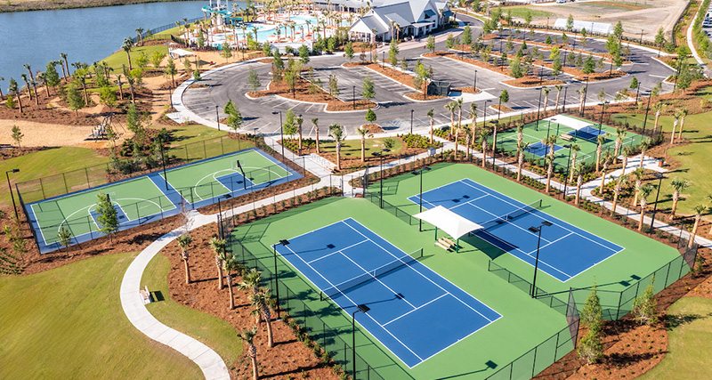 Tennis, Pickleball, and Half-Court Basketball Sports Courts